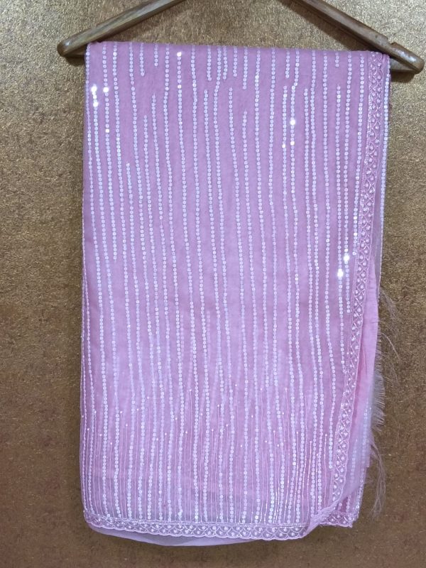 Label T2 Designer Saree with Sequence &Cut Dana Hand Embroidery - Image 5