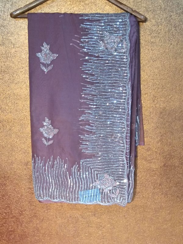 Label T2 Designer Saree Sequence HAND EMBROIDERY - Image 5
