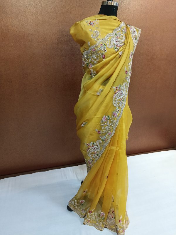 Label T2 Designer Saree Heavy Hand Embroidery - Image 2