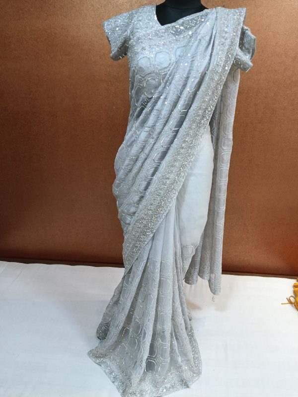 Label T2 Designer Saree with Hand Embroidery Sequence work