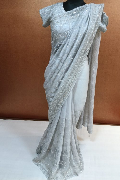 Label T2 Designer Saree with Hand Embroidery Sequence work