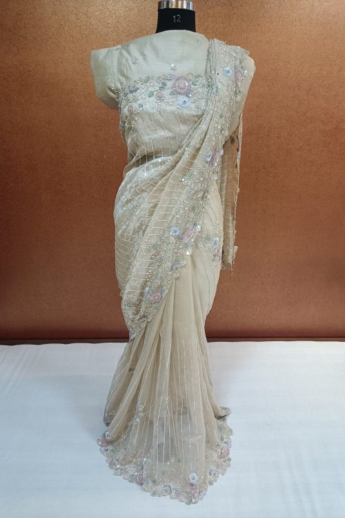 Label T2 Designer SAREE with Hand Embroidery