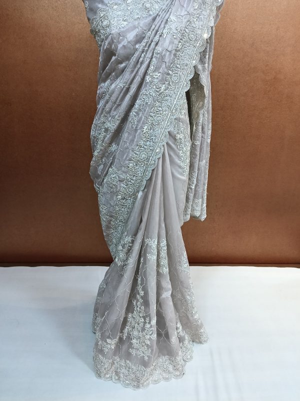 Label T2 Designer Saree with Hand Embroidery - Image 3