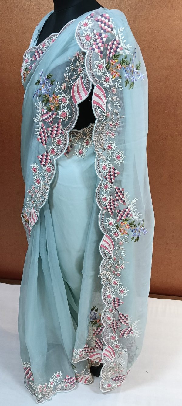 Label T2 Designer Saree with Heavy Hand Embroidery - Image 3