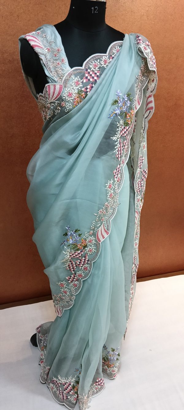 Label T2 Designer Saree with Heavy Hand Embroidery - Image 4