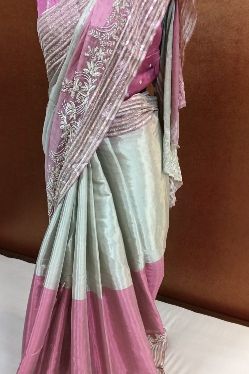 Label T2 Designer Saree with Hand Embroidery