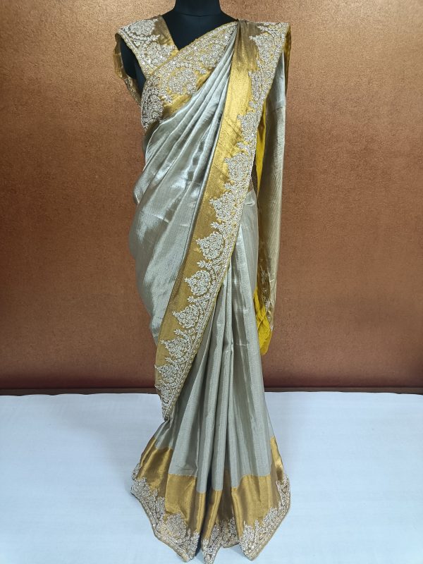 Label T2 Designer Saree with beautiful Hand Embroidery