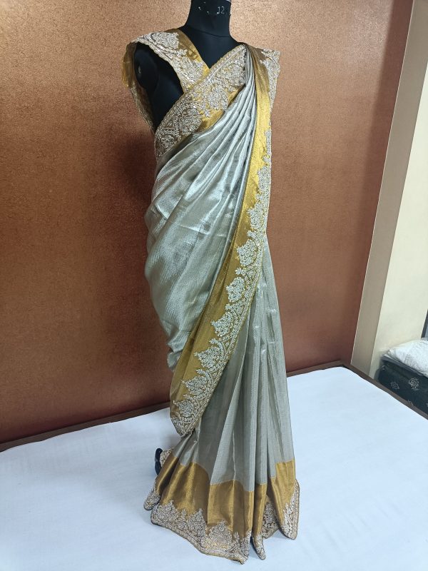 Label T2 Designer Saree with beautiful Hand Embroidery - Image 2