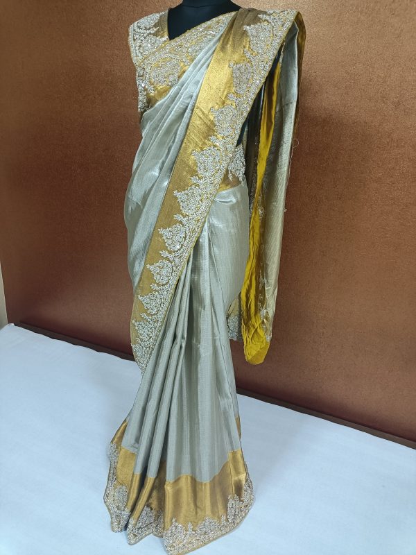 Label T2 Designer Saree with beautiful Hand Embroidery - Image 3