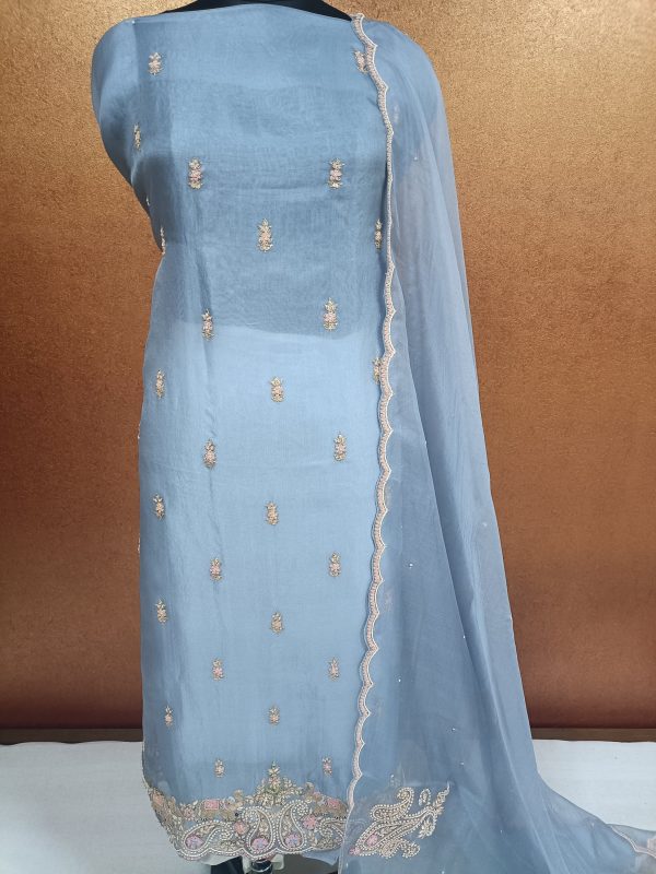 Label T2 Designer Unstitched Kurti Pant with Dupatta Heavy Hand Embroidery