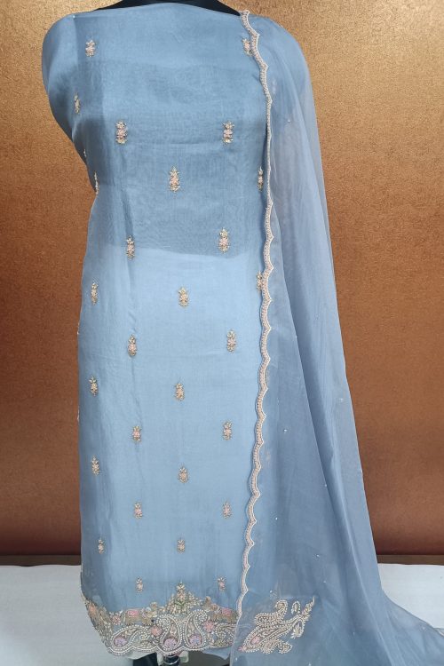 Label T2 Designer Unstitched Kurti Pant with Dupatta Heavy Hand Embroidery