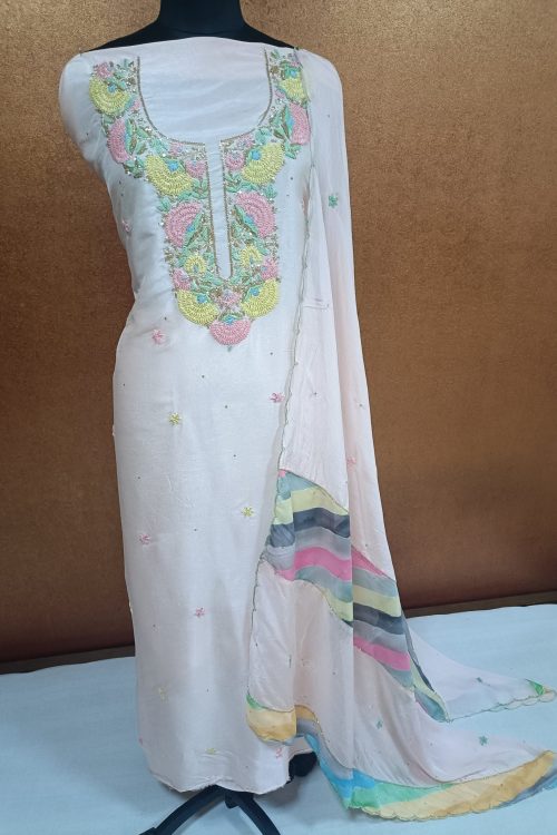 Label T2 Designer Unstitched Kurti with Dupatta Heavy Hand Embroidery