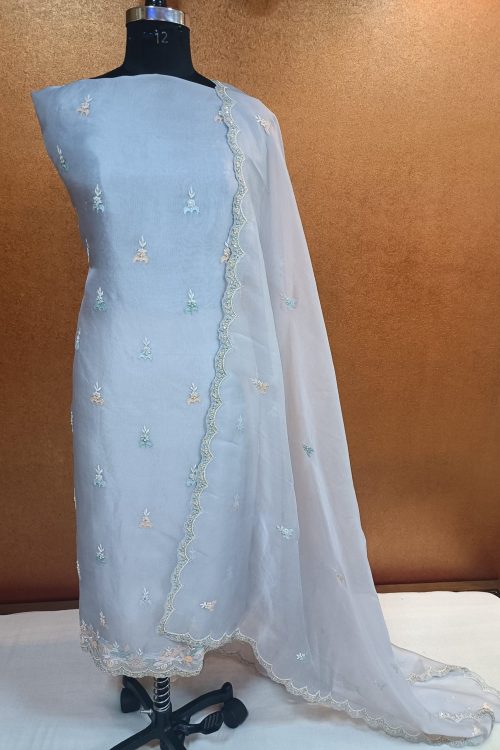 Label T2 Designer Kurti Pant with Dupatta Heavy Shadow Hand Embroidery work