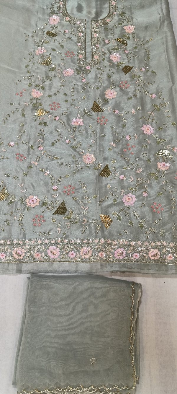 Label T2 Designer UNSTITCHED KURTI WITH DUPATTA HEAVY HAND EMBROIDERY - Image 2