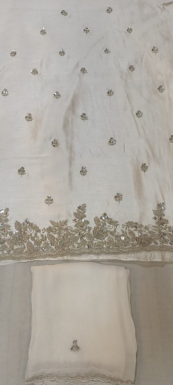 LABEL T2 DESIGNER UNSTITCHED KURTI WITH DUPATTA HEAVY ZARDOZI HAND EMBROIDERY