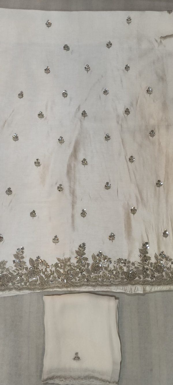 LABEL T2 DESIGNER UNSTITCHED KURTI WITH DUPATTA HEAVY ZARDOZI HAND EMBROIDERY - Image 2