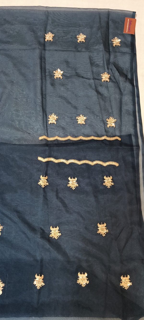 Label T2 Designer UNSTITCHED KURTI Pant with Dupatta. Heavy Hand Embroidery - Image 2