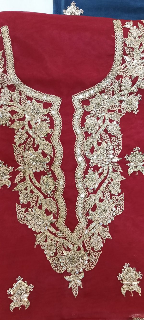 Label T2 Designer UNSTITCHED KURTI Pant with Dupatta. Heavy Hand Embroidery - Image 4