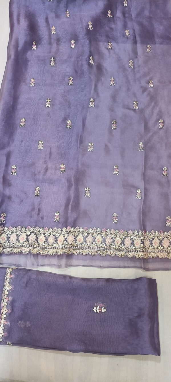 Label T2 Designer UNSTITCHED KURTI Pant with Dupatta Exclusive Hand Embroidery