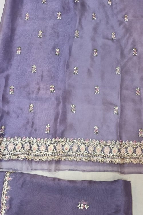 Label T2 Designer UNSTITCHED KURTI Pant with Dupatta Exclusive Hand Embroidery