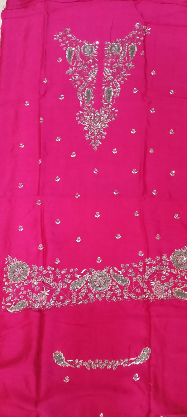 Unstitched Kurti Dupatta with Pant fabric Heavy hand Embroidery