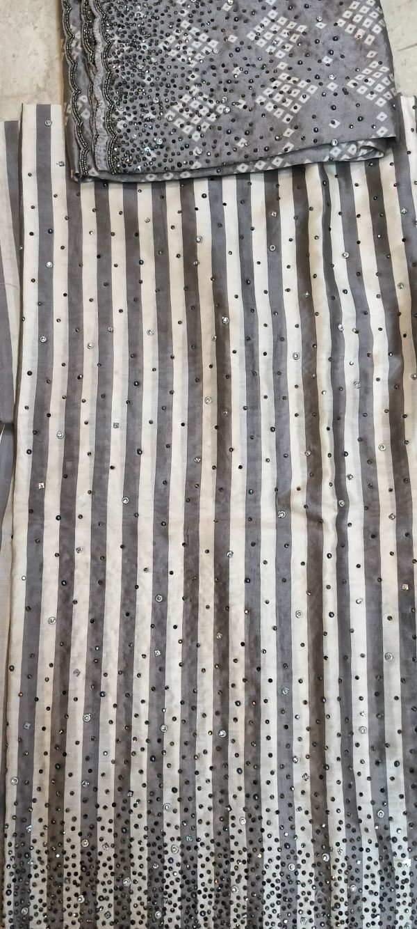 unstitched Kurti Pant with Dupatta with Heavy Hand Embroidery - Image 3