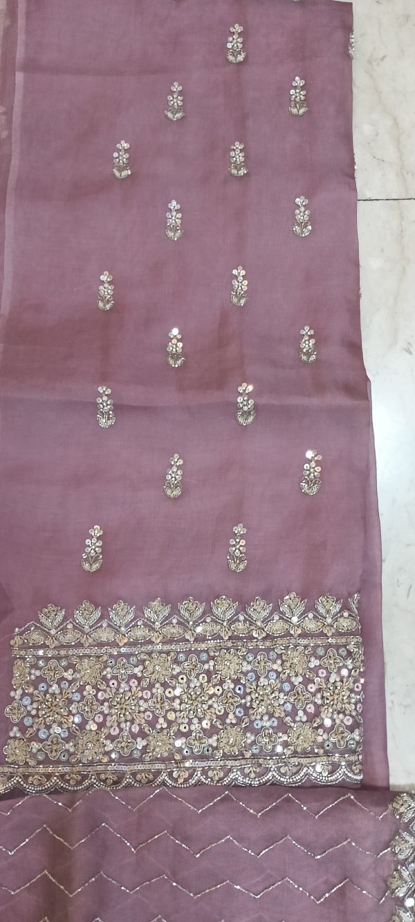 Unstitched Kurti Pant with Dupatta Heavy Hand Embroidery - Image 2