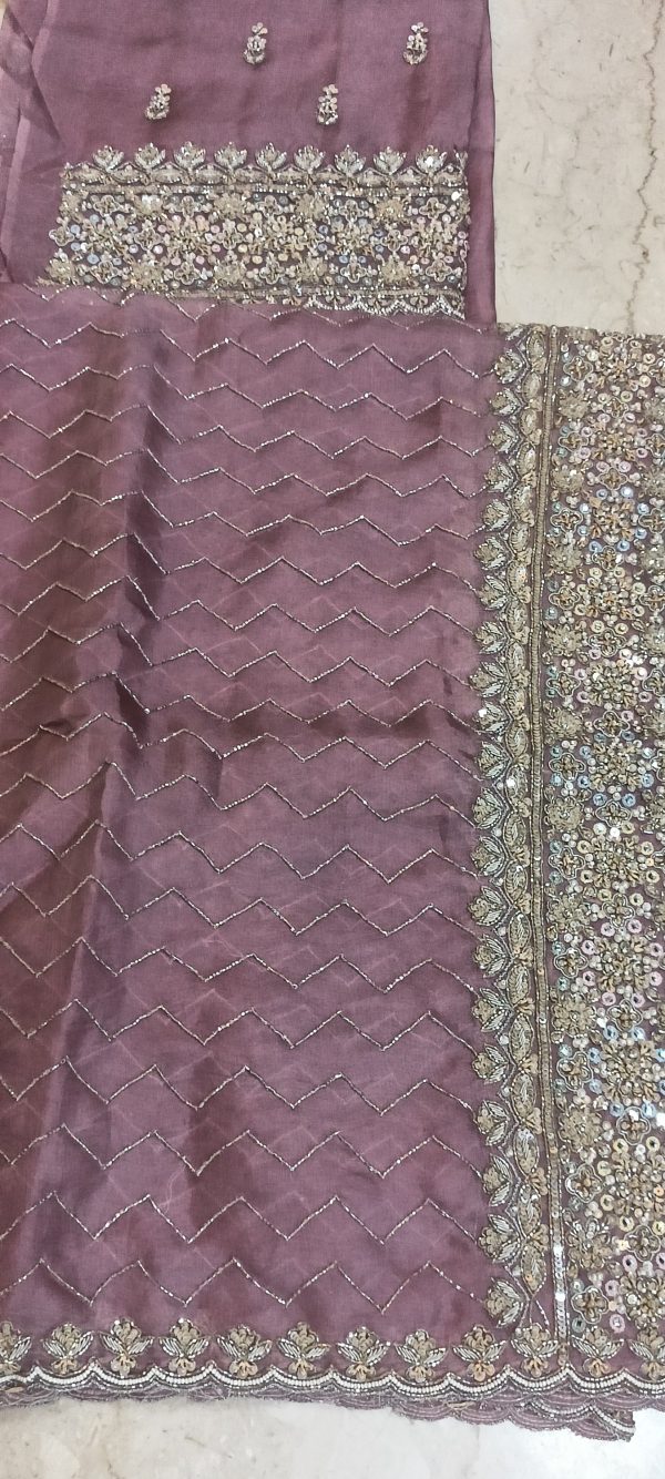 Unstitched Kurti Pant with Dupatta Heavy Hand Embroidery - Image 3
