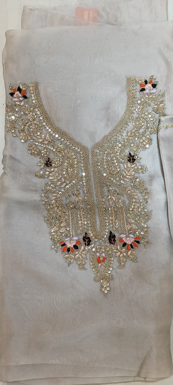 Label T2 Designer UNSTITCHED KURTI Pant with Dupatta Exclusive Hand Embroidery