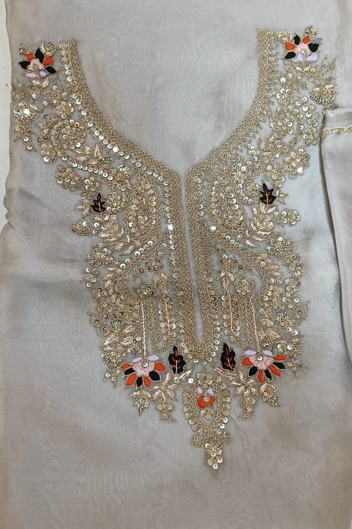 Label T2 Designer UNSTITCHED KURTI Pant with Dupatta Exclusive Hand Embroidery
