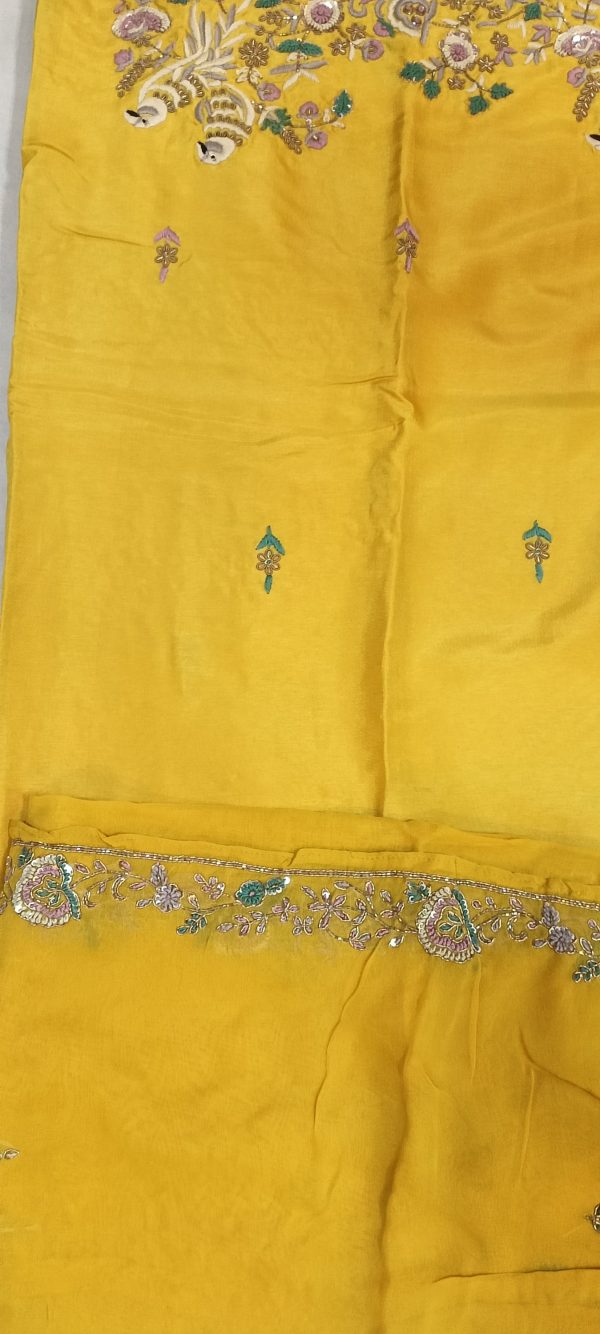 Label T2 Designer UNSTITCHED KURTI &  DUPATTA with Heavy Hand y - Image 2