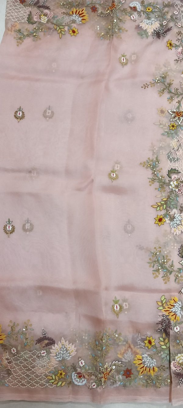 Label T2 Designer UNSTITCHED KURTI Pant with Dupatta Exclusive Hand Embroidery - Image 2