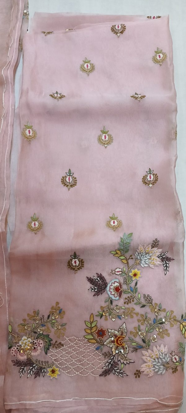 Label T2 Designer UNSTITCHED KURTI Pant with Dupatta Exclusive Hand Embroidery - Image 3