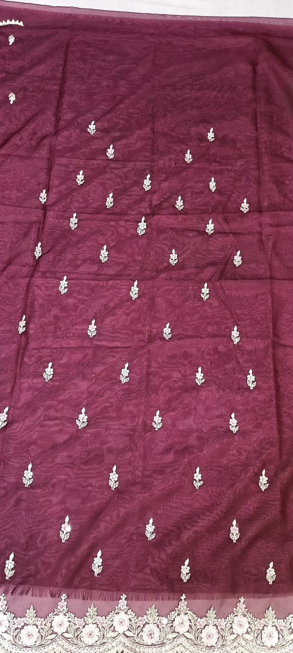 Label T2 Designer UNSTITCHED KURTI Pant with Dupatta Heavy Hand Embroidery