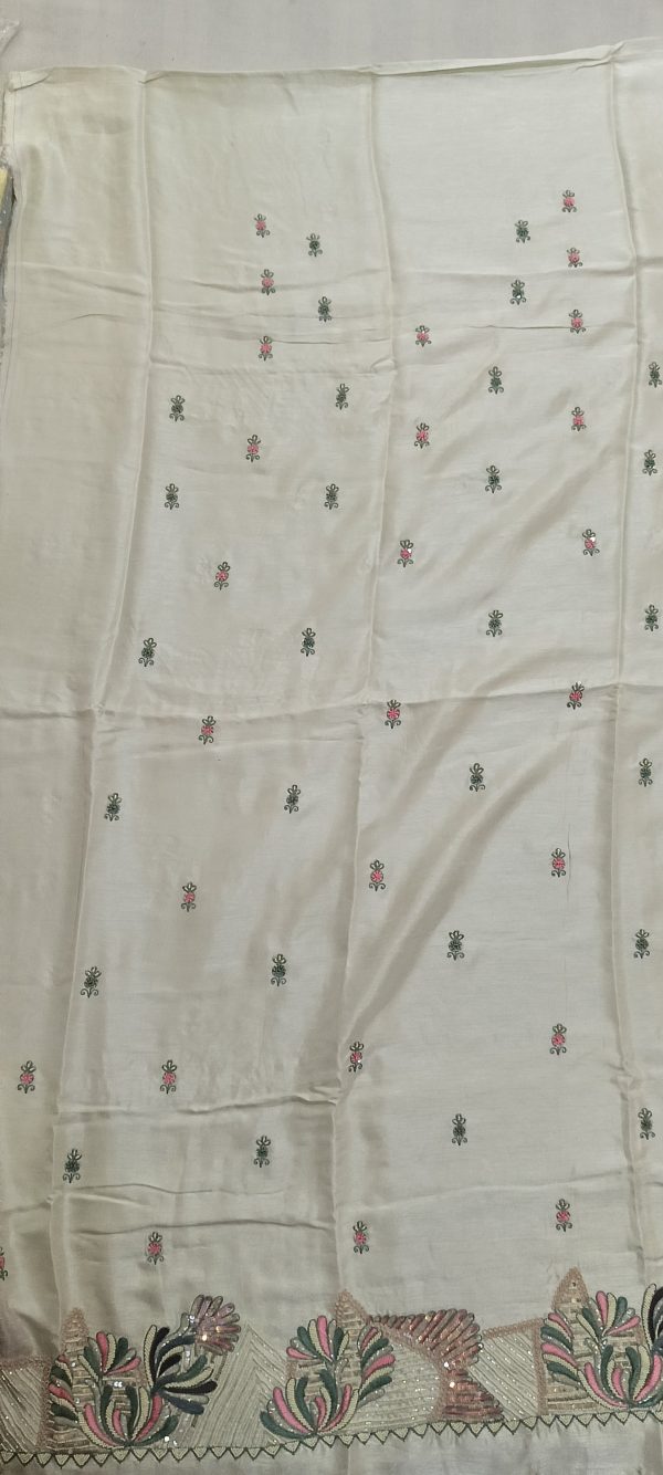Label T2 Designer UNSTITCHED KURTI Pant with Dupatta Exclusive Hand Embroidery