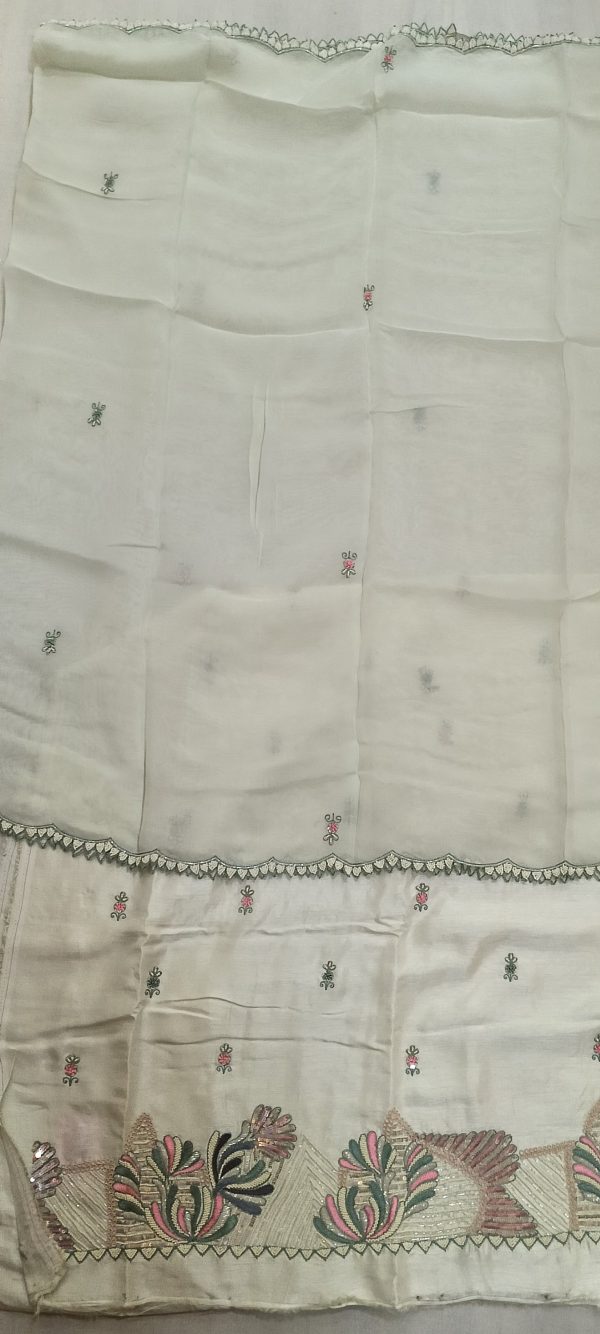 Label T2 Designer UNSTITCHED KURTI Pant with Dupatta Exclusive Hand Embroidery - Image 3