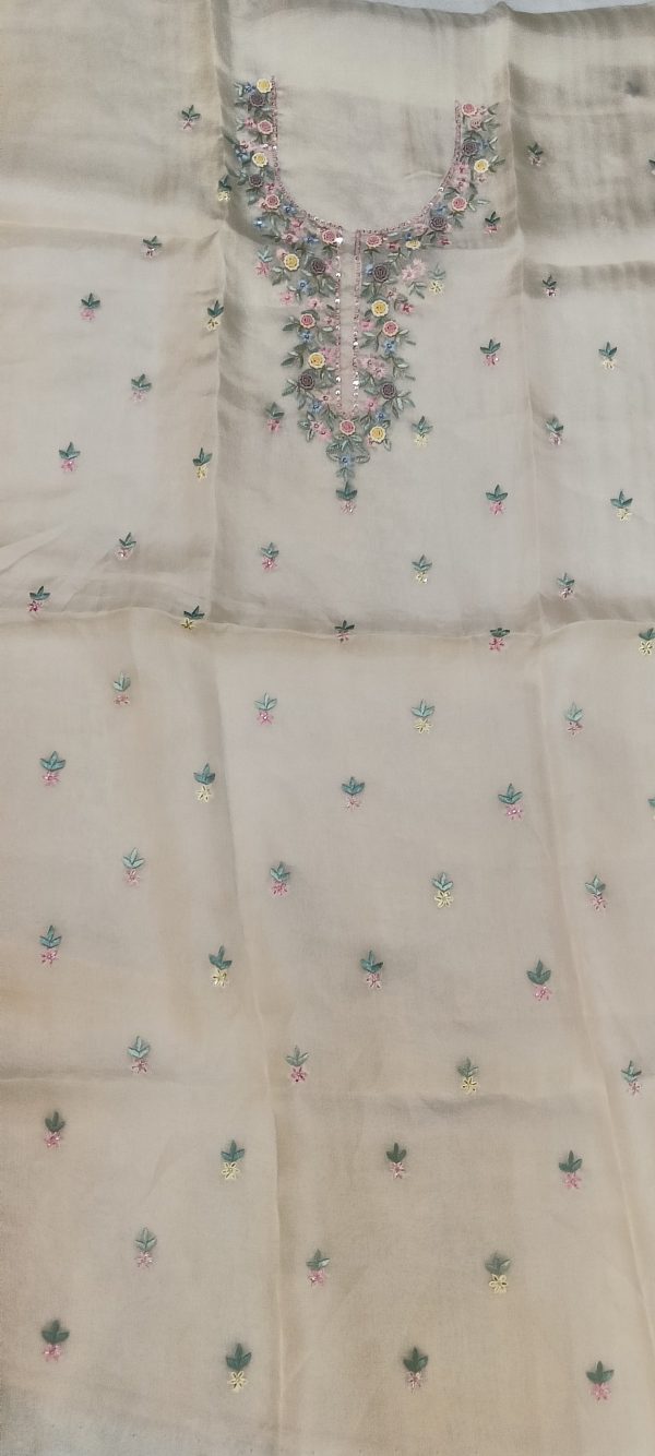 Label T2 Designer UNSTITCHED KURTI Pant with Dupatta Exclusive Hand Embroidery