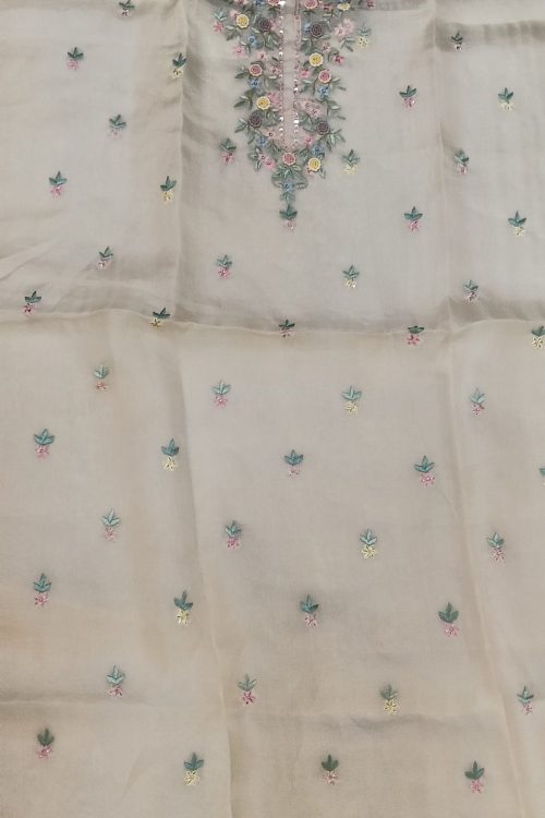 Label T2 Designer UNSTITCHED KURTI Pant with Dupatta Exclusive Hand Embroidery