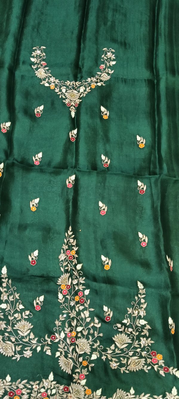 Label T2 Designer UNSTITCHED KURTI Pant with Dupatta Exclusive Hand Embroidery