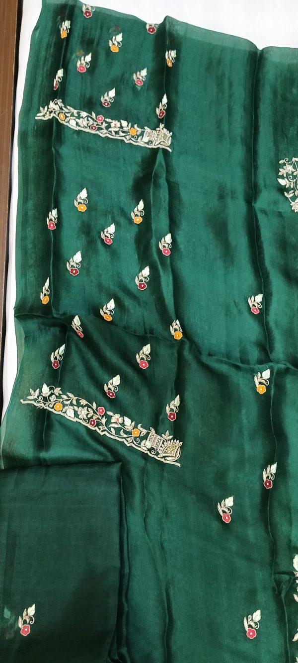 Label T2 Designer UNSTITCHED KURTI Pant with Dupatta Exclusive Hand Embroidery - Image 2