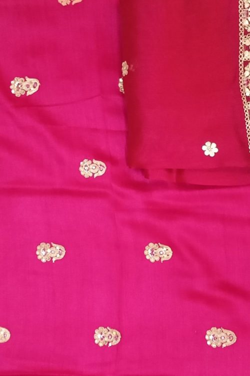 Label T2 Designer UNSTITCHED KURTI Pant with Dupatta Exclusive Hand Embroidery