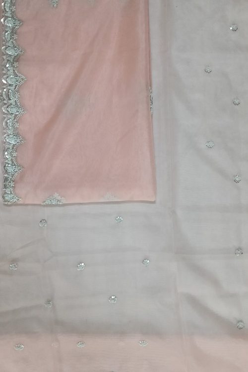 Label T2 Designer UNSTITCHED KURTI Pant with Dupatta Exclusive Hand Zardozi Embroidery